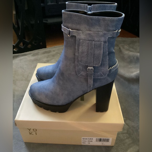 Yoki Denim Heel Booties New In Box - Picture 5 of 16